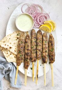 Seekh kebabs - ground meat kebabs on skewers