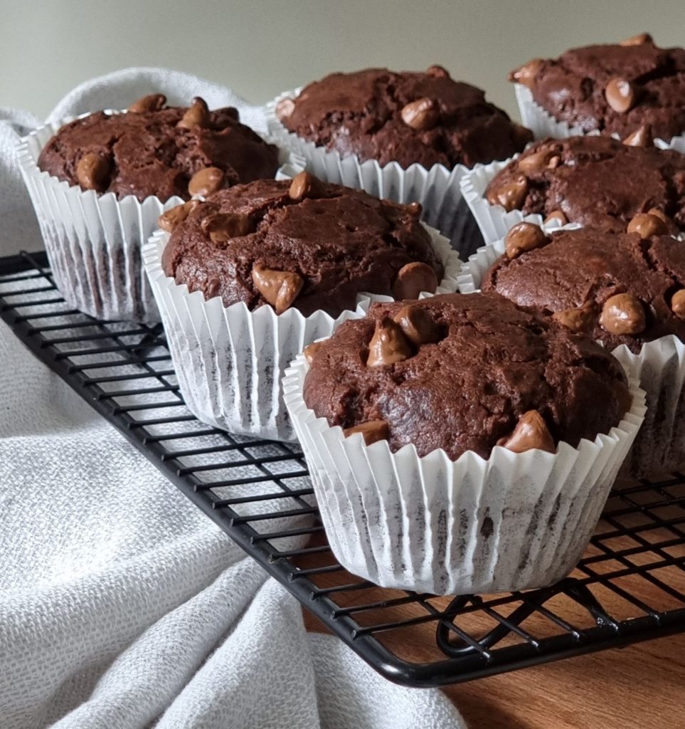 Double Chocolate Chip Muffins - Sugar Spice & More