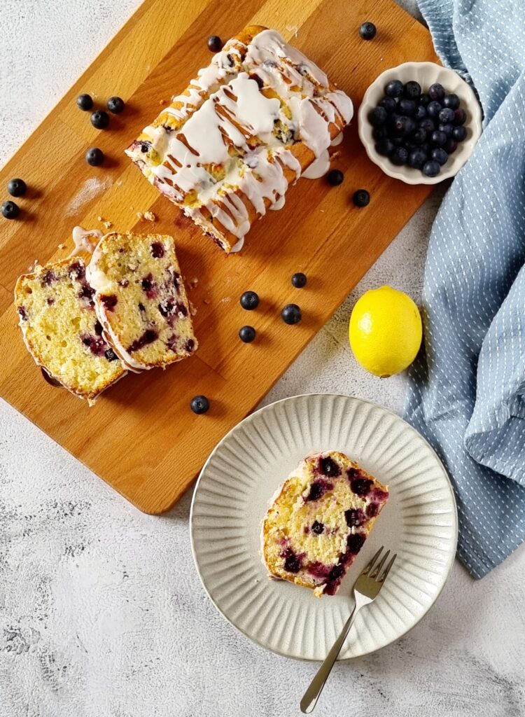 Sliced Lemon Blueberry Loaf Cake 