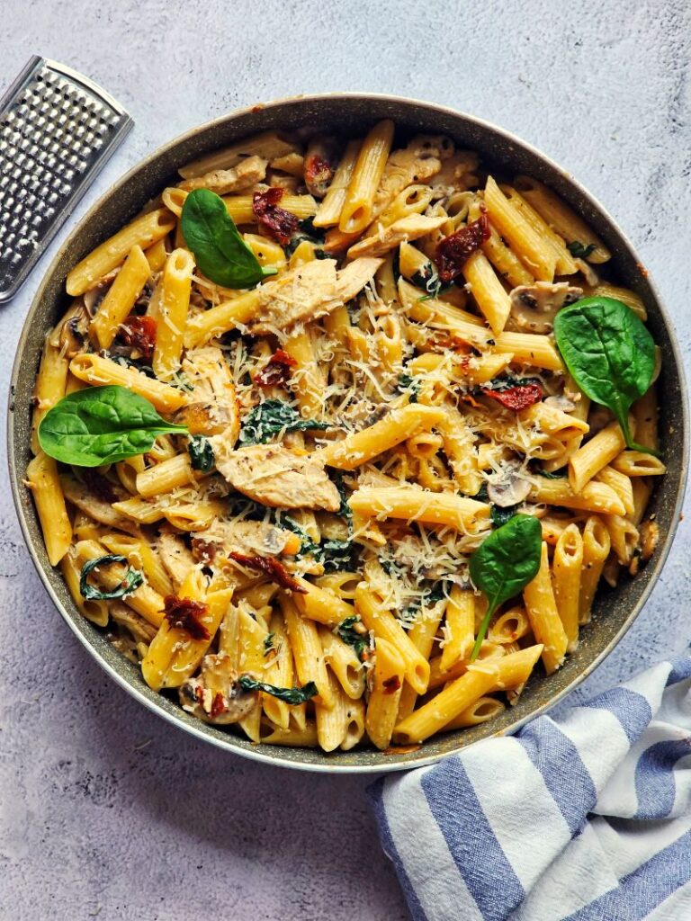 Creamy Tuscan Chicken Pasta - Sugar Spice & More