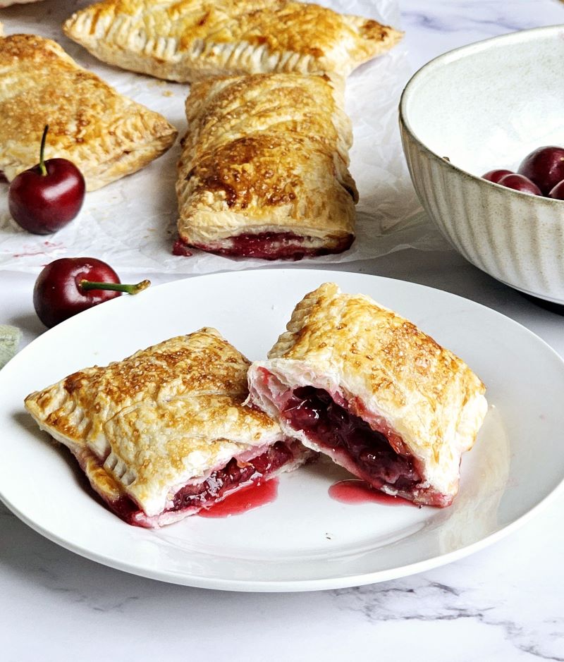 Cherry Pastry Pies on a plate